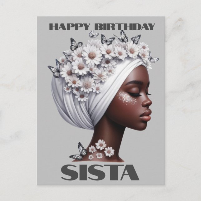 Happy Birthday Sista Black Girl Magic Melanin Lieb Postkarte (Vorderseite)
