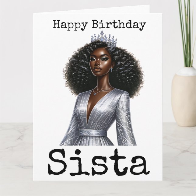 Happy Birthday Sista Melanin Frauen Schwarze Fraue Karte (Vorderseite)