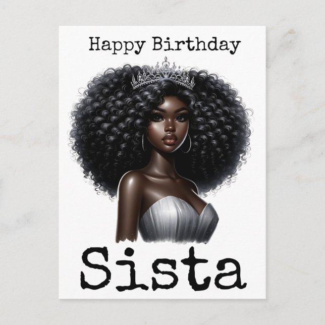 Happy Birthday Sista Melanin Frauen Schwarze Fraue Postkarte (Vorderseite)