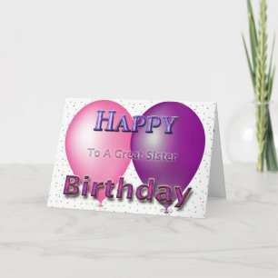 Happy Birthday Sister Balloons Karte