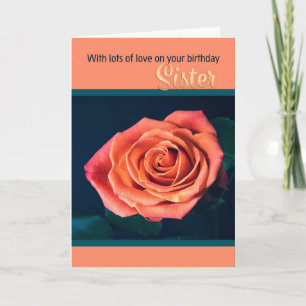Happy Birthday Sister Beautiful Peach Farbige Rose Feiertagskarte