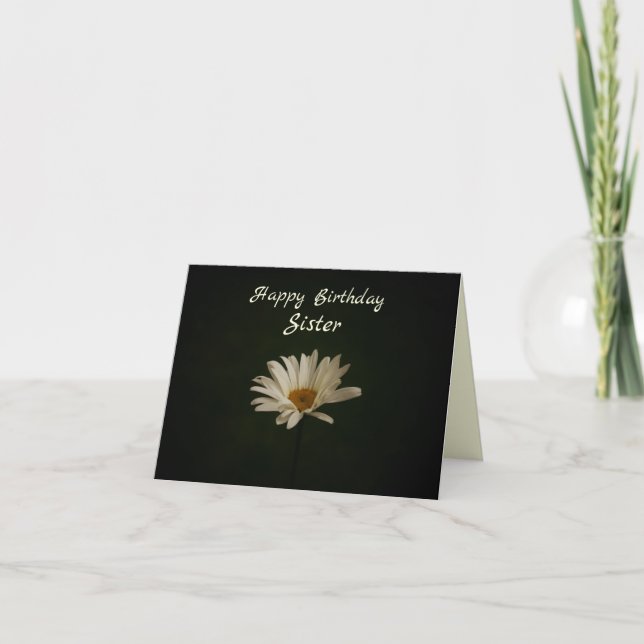 Happy Birthday Sister Elegant Daisy Folded Card Karte (Vorderseite)