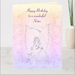 Happy Birthday Sister Fairy Design Karte<br><div class="desc">Schöne Moonstone Fairy Design Happy Birthday Schwester Grußkarte.</div>