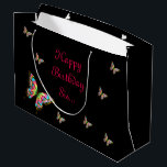 Happy Birthday Sister Große Geschenktüte<br><div class="desc">Hübsches Butterfly Design Happy Birthday Sis...  Große Geschenktasche.</div>
