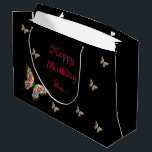 Happy Birthday Sister Große Geschenktüte<br><div class="desc">Hübsches Butterfly Design Happy Birthday Sis...  Große Geschenktasche.</div>