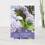 Happy Birthday Sister Hydrangea Blume Karte<br><div class="desc">Ein wunderschönes Bild von blühenden lila Hydrangea-Blume auf einer Geburtstagskarte für besondere Schwester,  frei,  um den Text zu bearbeiten und anzupassen für alle Familienmitglieder</div>