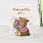 Happy Birthday Sister Liebe schätzen Bären-Blume Karte<br><div class="desc">Herzlichen Glückwunsch zum Geburtstag Schwester Liebe und Wertschätzung Niedlich Teddy Bären und Blume</div>