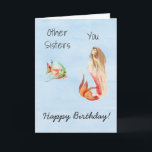 Happy Birthday Sister Mermaid Lover Karte<br><div class="desc">Dieses Design wurde mithilfe von digitaler Kunst erstellt und kann in dem Bereich personalisiert sein, der zur Verfügung gestellt wird, oder indem Sie den Klick wählen, um weitere Optionen anzupassen und den Namen, die Initialen oder die Wörter zu ändern. Sie können auch die Textfarbe und den Textstil ändern oder den...</div>
