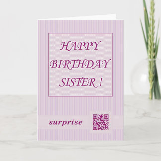 Happy Birthday Sister!QR Video Greeting Card Code. Karte