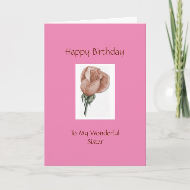Happy Birthday Sister - Rose Card Karte (Vorderseite)