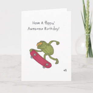 Happy Birthday Skateboarding Frog Card Dankeskarte