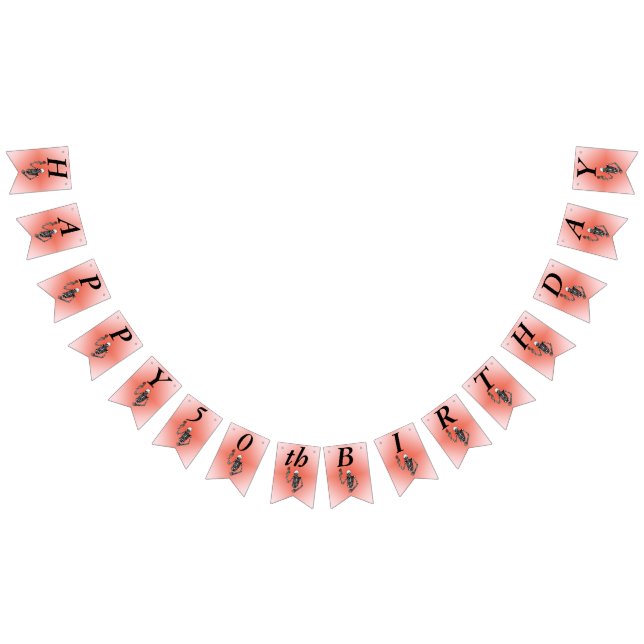 Happy Birthday Skeleton Holding Rote Rose über Ste Wimpelkette (Alle)