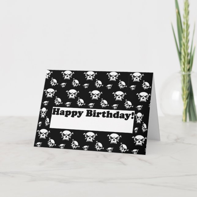 Happy Birthday Skulls Template Karte (Vorderseite)