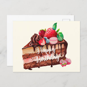 Happy Birthday Slice von Strawberry Chocolate Cake Postkarte