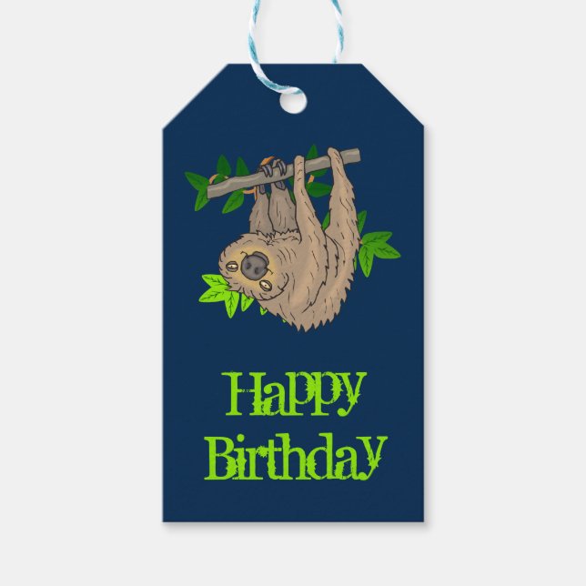 Happy Birthday Sloth Geschenkanhänger (Vorderseite)