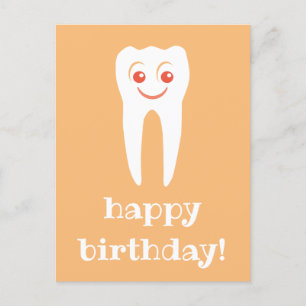 Happy Birthday Smiles Tooth Postcard Postkarte
