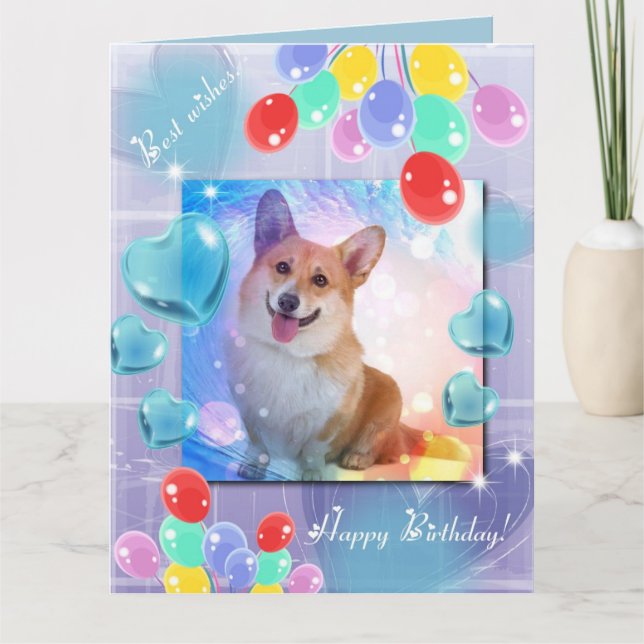 Happy Birthday Smiling Corgi Karte (Vorderseite)