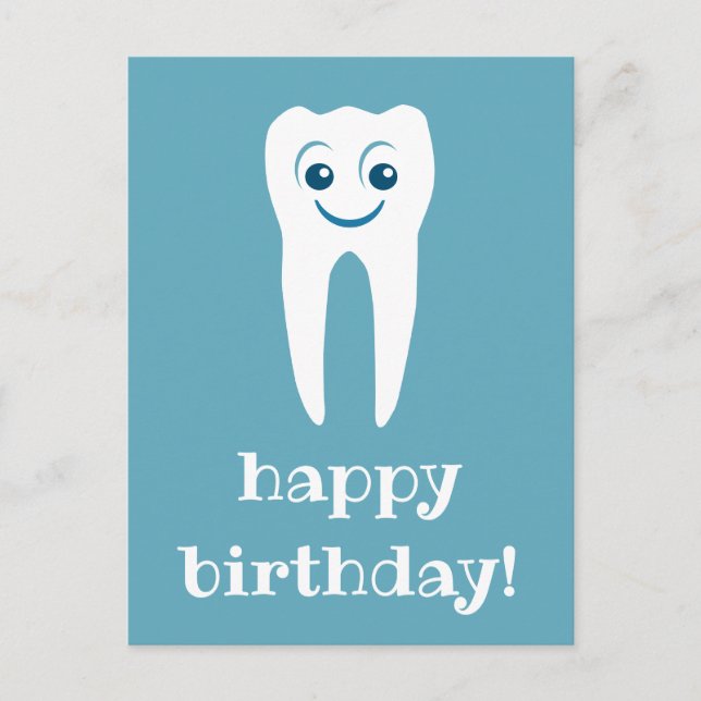 Happy Birthday Smiling Tooth Postkarte (Vorderseite)
