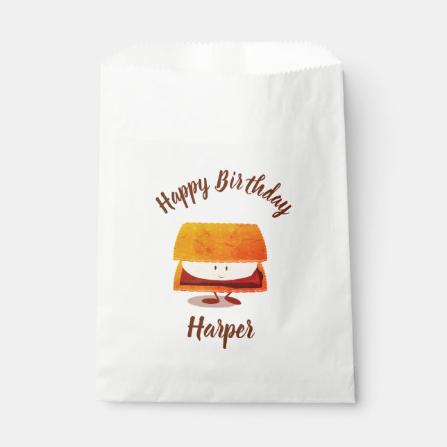 Happy Birthday S'more Name Favor Bag Geschenktütchen (Vorderseite)