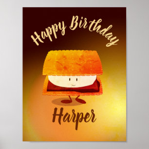 Happy Birthday S'more Name Poster