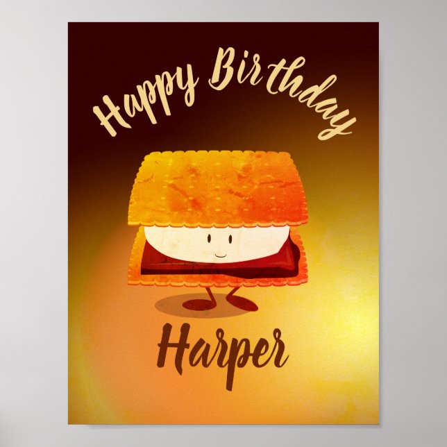 Happy Birthday S'more Name Poster (Vorne)
