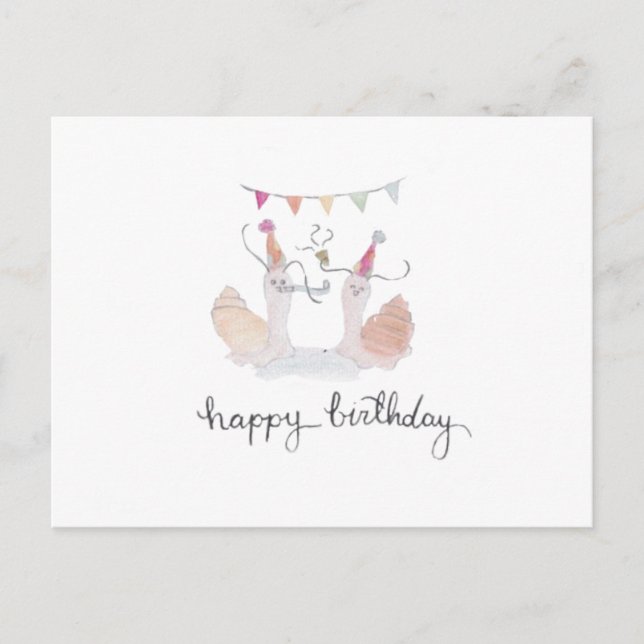 Happy Birthday Snail Postcard Postkarte (Vorderseite)