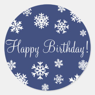 Happy Birthday Snowflakes Envelope Sticker Siegel