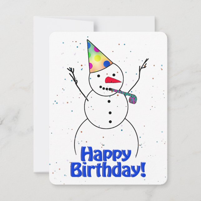 Happy Birthday Snowman Einladung (Vorderseite)