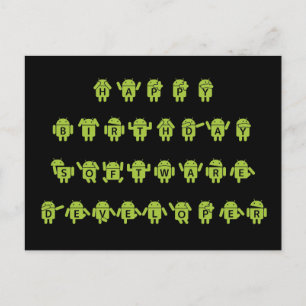 Happy Birthday Software Developer (Bugdroid) Postkarte