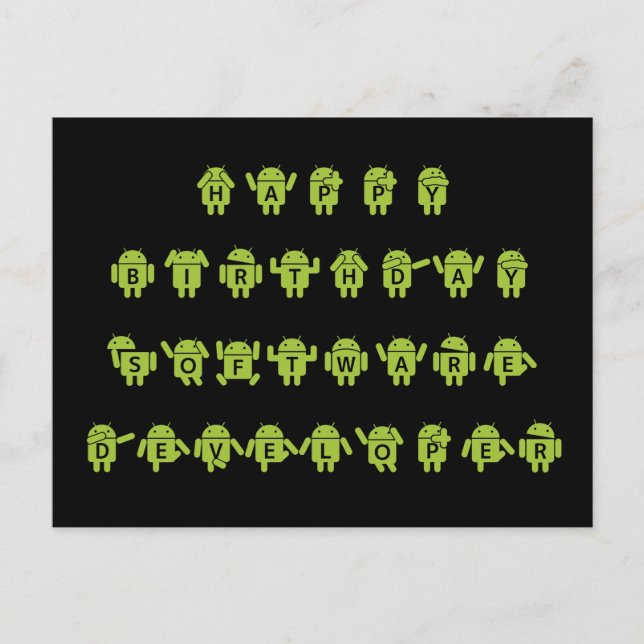 Happy Birthday Software Developer (Bugdroid) Postkarte (Vorderseite)