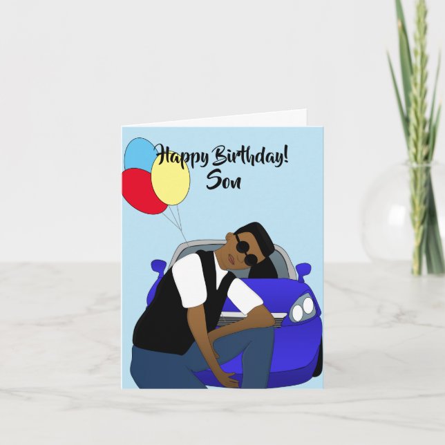 Happy Birthday Son African American Card Karte (Vorderseite)