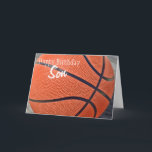 Happy Birthday Son Basketball Karte<br><div class="desc">Perfekt für jeden Basketballfan zum Geburtstag! Ein farbenfroher orangefarbener Basketball - ganz individuell für Sie,  ganz nach Ihren Wünschen!</div>
