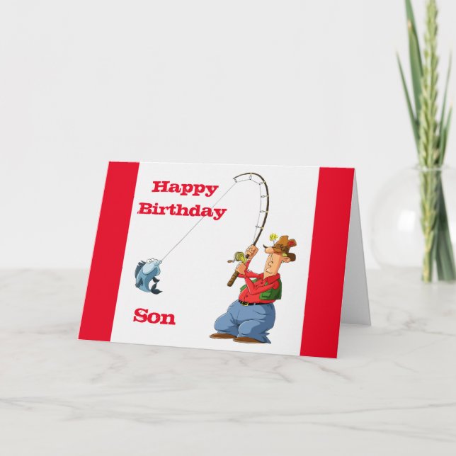 HAPPY BIRTHDAY *SON* FAVORITE FISHERMAN Card Karte (Vorderseite)