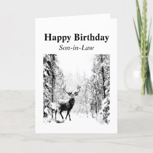 Happy Birthday Son-in-Law Vintag Stag, Deer Karte