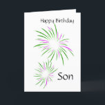 Happy Birthday Son Karte<br><div class="desc">Geburtstagskarte für einen Sohn mit Feuerwerk vorne</div>