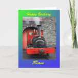 Happy Birthday Son Karte<br><div class="desc">kleiner Motor mit rotem Dampf,  um Ihrem Sohn zum Geburtstag zu wünschen.</div>