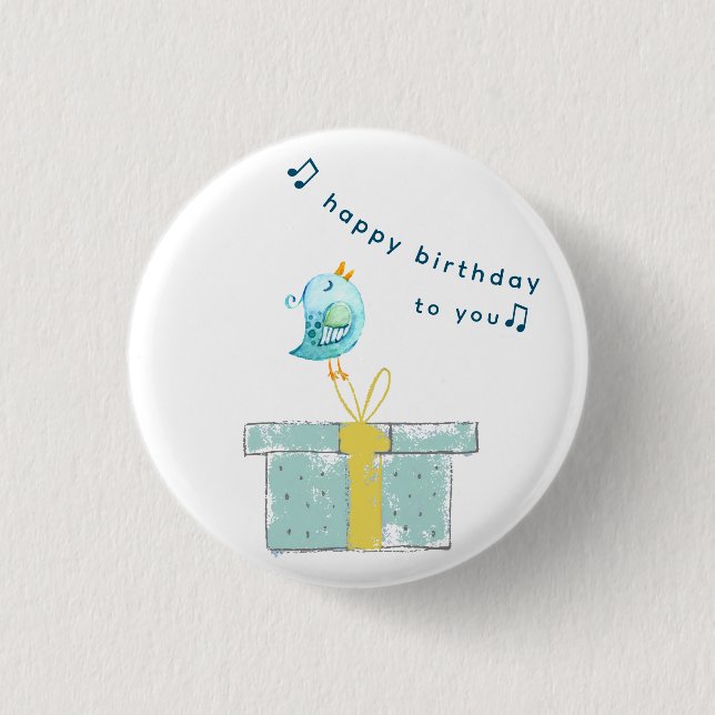 Happy Birthday Song (Simple Little Bird 2) Aquamar Button (Vorderseite)