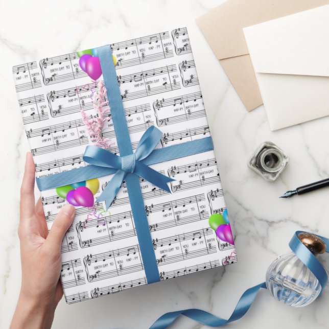 Happy Birthday Song und Balloons Geschenkpapier (Schenken)