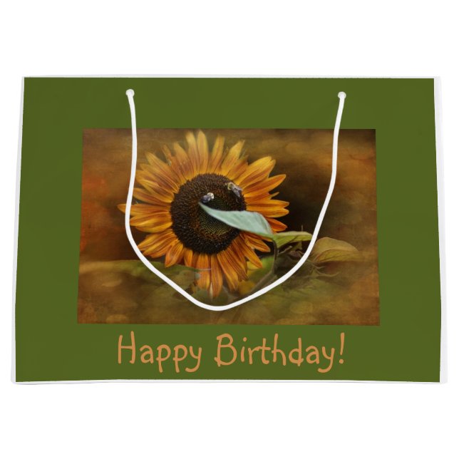 Happy Birthday Sonnenblume Große Geschenktüte (Vorderseite)