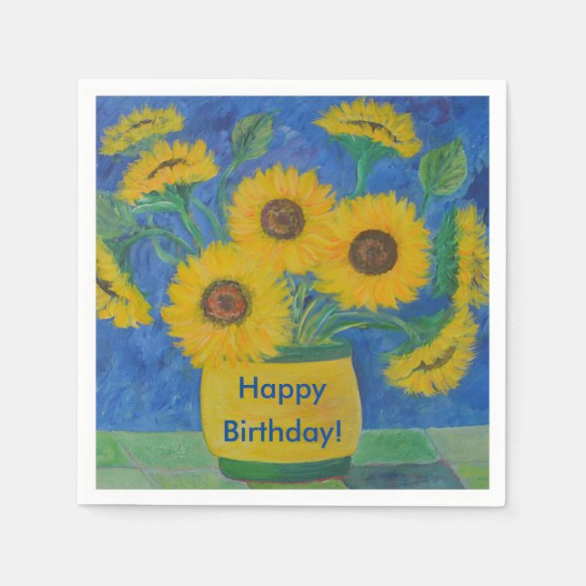 Happy Birthday Sonnenblume Serviette (Vorderseite)