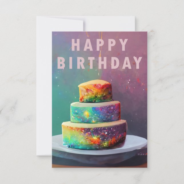 Happy Birthday Space Confetti Cake Karte (Vorderseite)