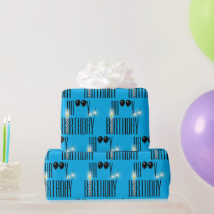 Happy Birthday Sparklers und Black Balloons Geschenkpapier