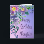 Happy Birthday Special Daughter Floral Blume Karte<br><div class="desc">Glücklich Geburtstags Special Daughter Grüße Card mit wunderschönen floralen Aquarellfarben Blume und Lavendel als Hintergrund. Ihre Tochter ist sicher, diese schöne und auffällige Karte mit ihren lebhaften Farben Liebe. Der Schriftart ist schön und extravagant, aber leicht zu lesen. Herzliche und sentimentale Botschaft ist auf der Innenseite der Karte, die deine...</div>