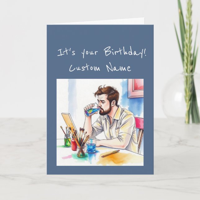 Happy Birthday  Special Watercolor Artist Humor Karte (Vorderseite)