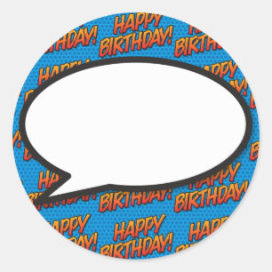 Happy Birthday Speech Bubble Fun Retro Comic Book Runder Aufkleber