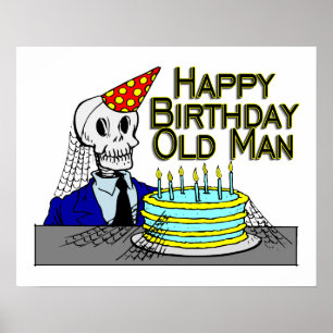 Happy Birthday Spider Web Old Man Poster