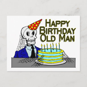 Happy Birthday Spider Web Old Man Postkarte