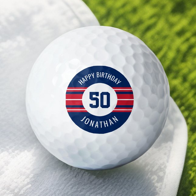 Happy Birthday Sports Jersey Streifen Name und Alt Golfball (Add Your Name to this Personalized Golf Ball)