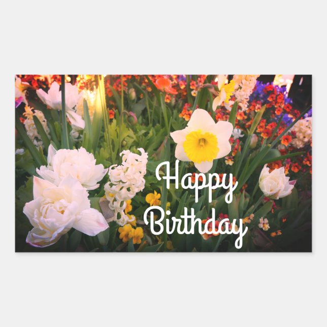 Happy Birthday Spring Flowers #1-1 Stickers (Vorderseite)
