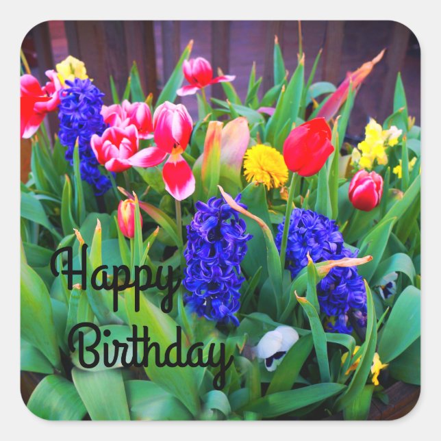 Happy Birthday Spring Flowers #3 Stickers (Vorderseite)